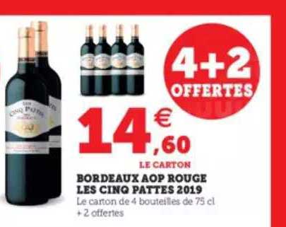 bordeaux aop rouge les cinq pattes 2019