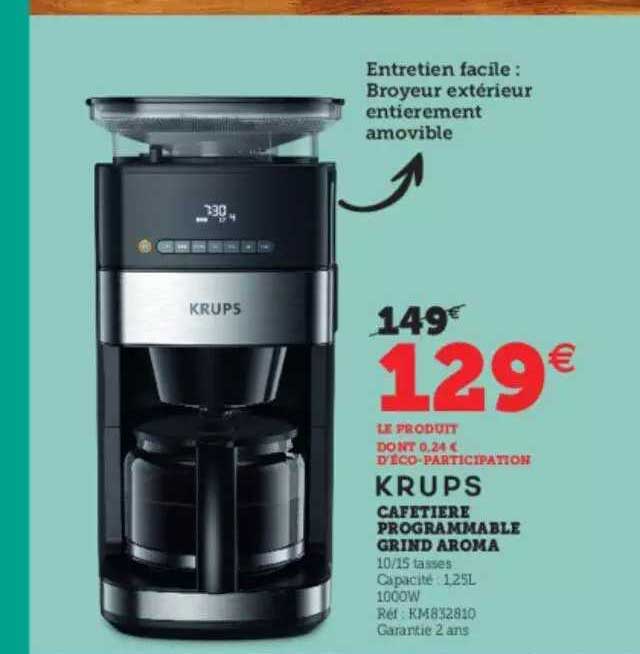 cafetière programmable grind aroma krups