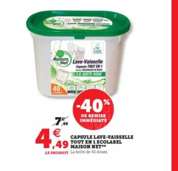 capsule lave-vaisselle tout en 1 écolabel maison net