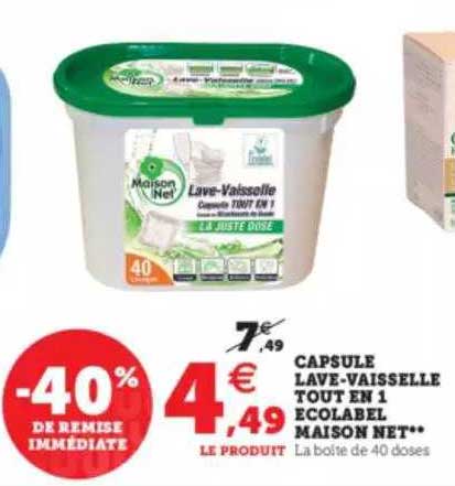 capsules lave-vaisselle tout en 1 écolabel maison net