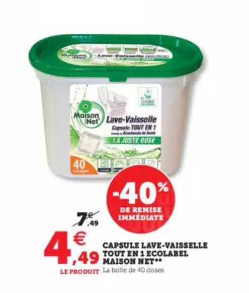 capsules lave-vaisselle tout en 1 écolabel maison net