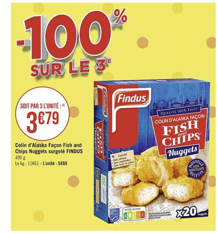 colin d'alaska façon fish and chips nuggets surgelé findus