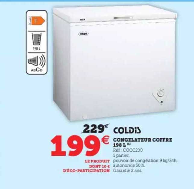 congélateur coffre 198 l coldis