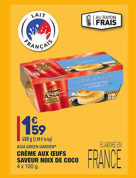 crème aux oeufs saveur noix de coco asia green garden
