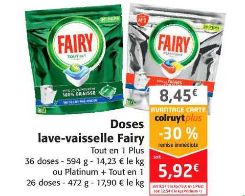 doses lave-vaisselle fairy