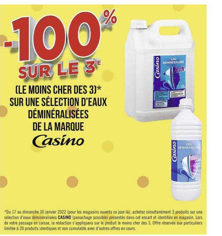 eaux déminéralisées de la marque casino