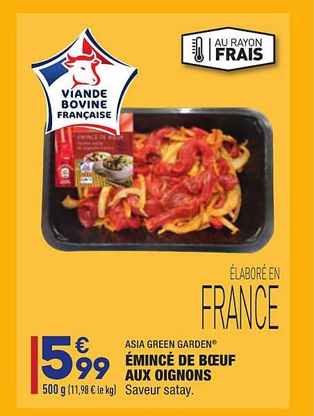 émincé de bœuf aux oignons asia green garden
