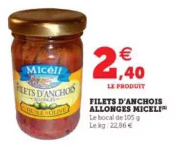filets d'anchois allongés miceli