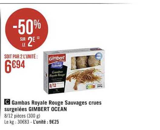gambas royale rouge sauvages crues surgelées gimbert ocean