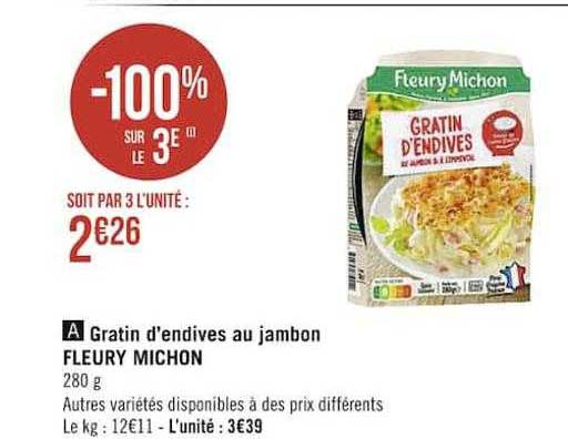 grain d'endives au jambon fleury michon