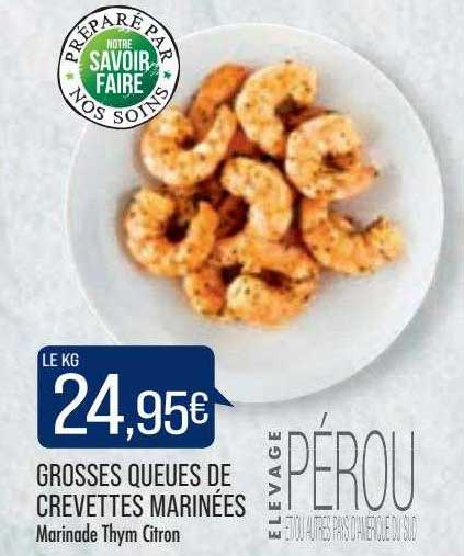 grosses queues de crevettes marinées