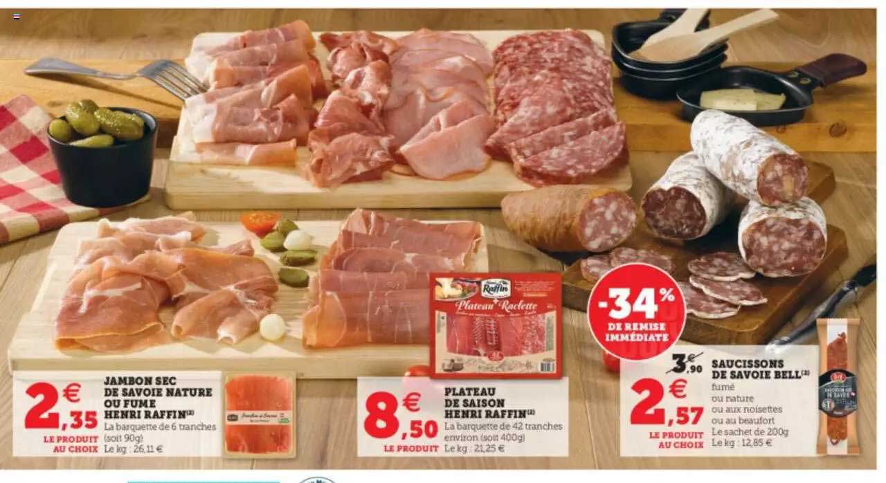 jambon sec de savoie nature ou fumé henri raffin, plateau de saison henri raffin, saucissons de savoie bell