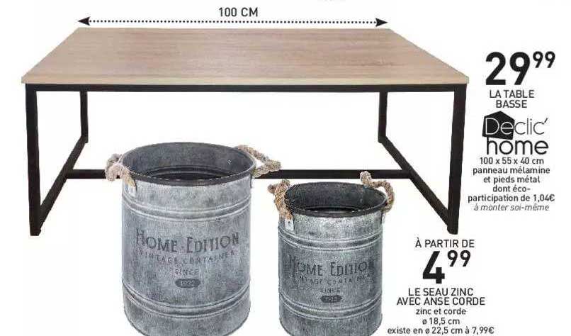 la table basse declic' home, le seau zinc avec anse corde