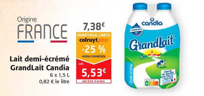 lait demi-écrémé grandLait candia
