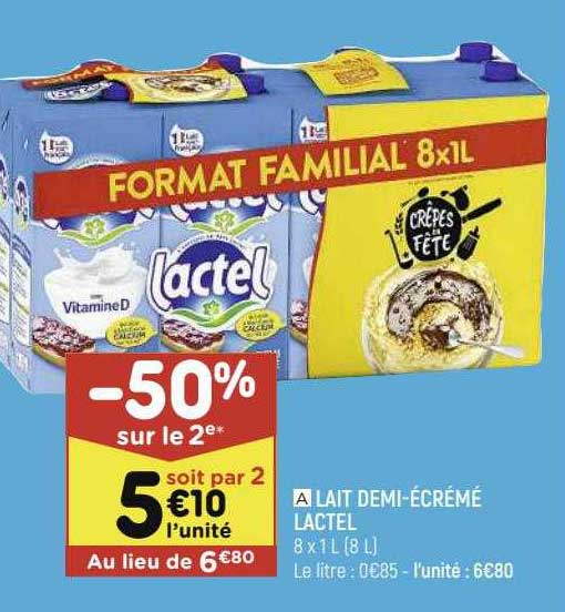lait demi-écrémé lactel
