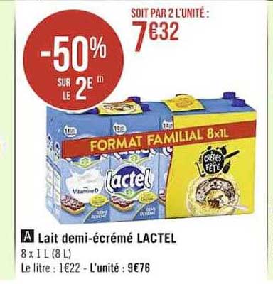 lait demi-écrémé lactel