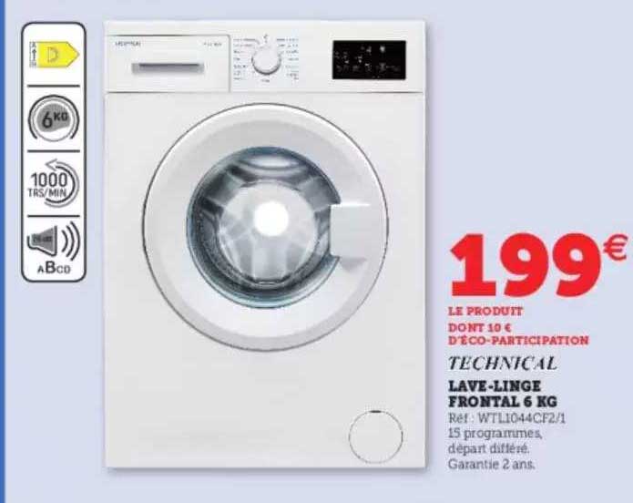 lave-linge frontal 6 kg technical