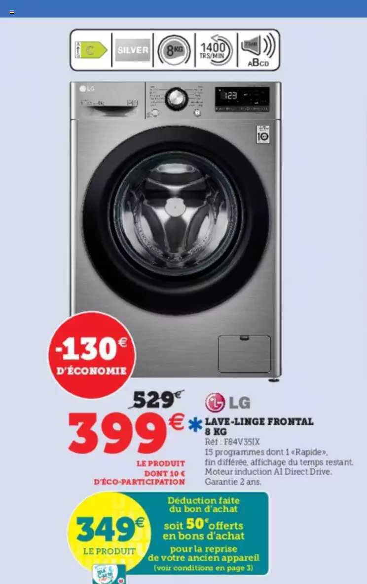 lave-linge frontal 8 kg lg