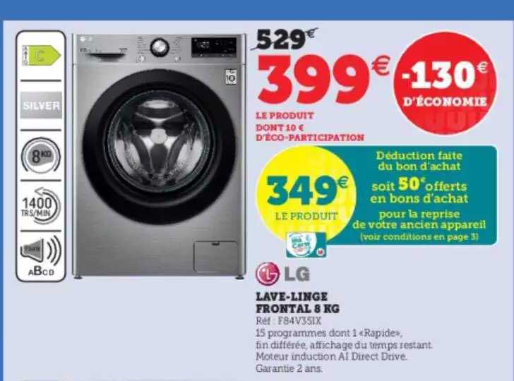 lave-linge frontal 8 kg lg