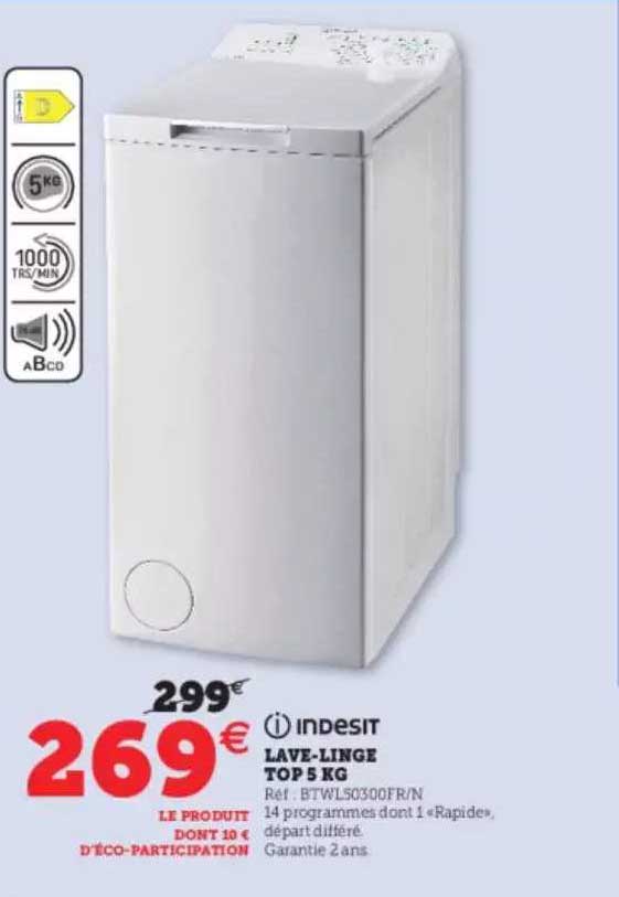 lave-linge top 5 kg indesit