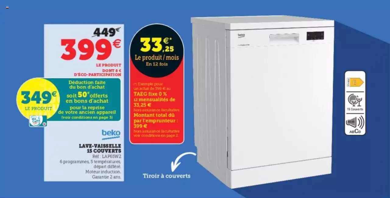 lave-vaisselle 15 couverts beko