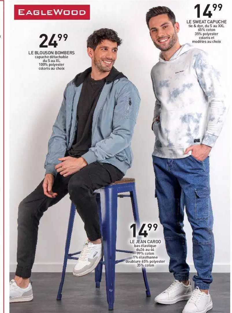 le blouson bombers, le sweat capuche, le jean cargo