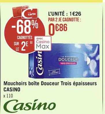 mouchoirs boîte douceur trois épaisseurs casino