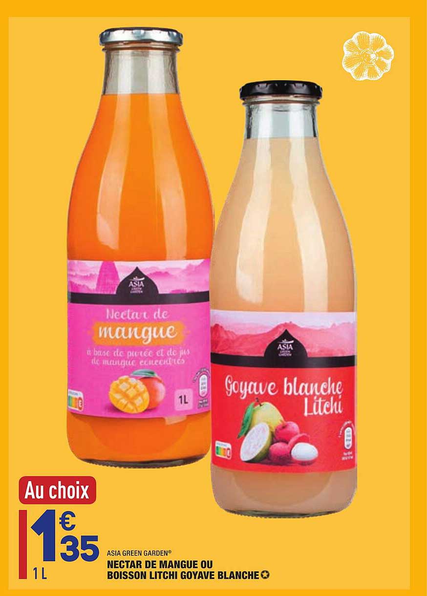 nectar de mangue ou boisson litchi goyave blanche asia green garden