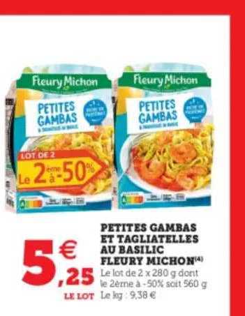 petites gambas et tagliatelles au basilic fleury michon