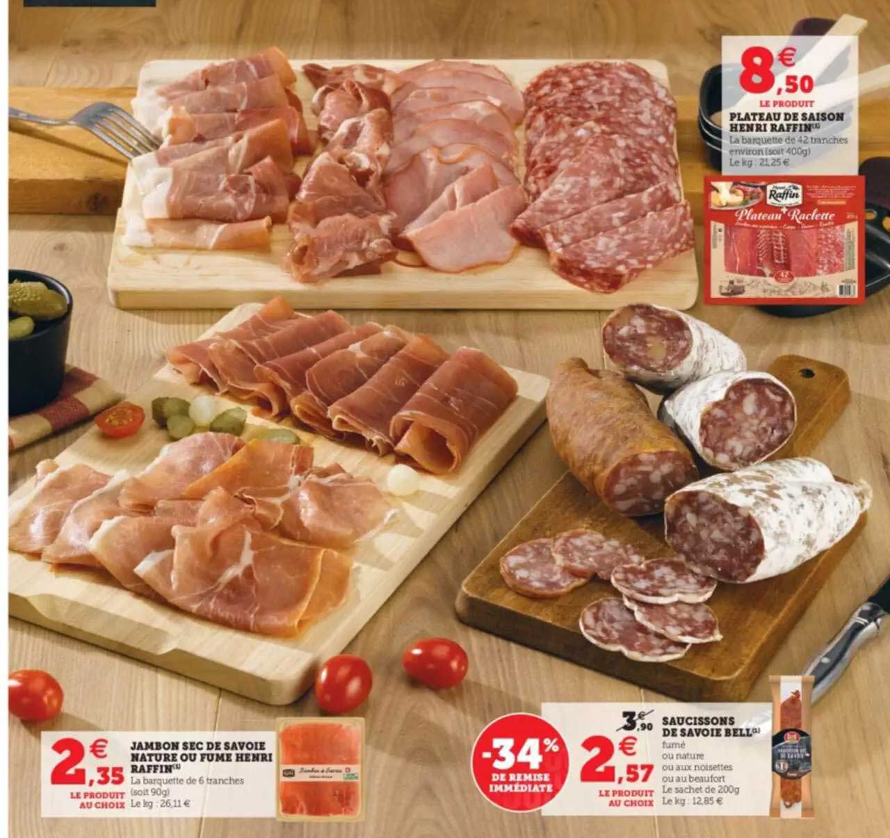 Plateau De Saison Henri Raffin, Jambon Sec De Savoie Nature Ou Fumé Henri Raffin, Saucissons De Savoie Bell