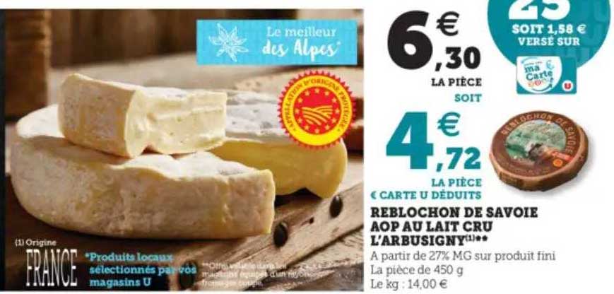 reblochon de savoie aoop au lait cru l'arbusigny