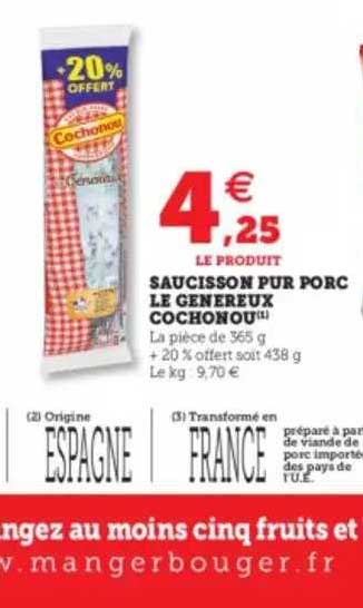 Saucisson Pur Porc Le Généreux Cochonou