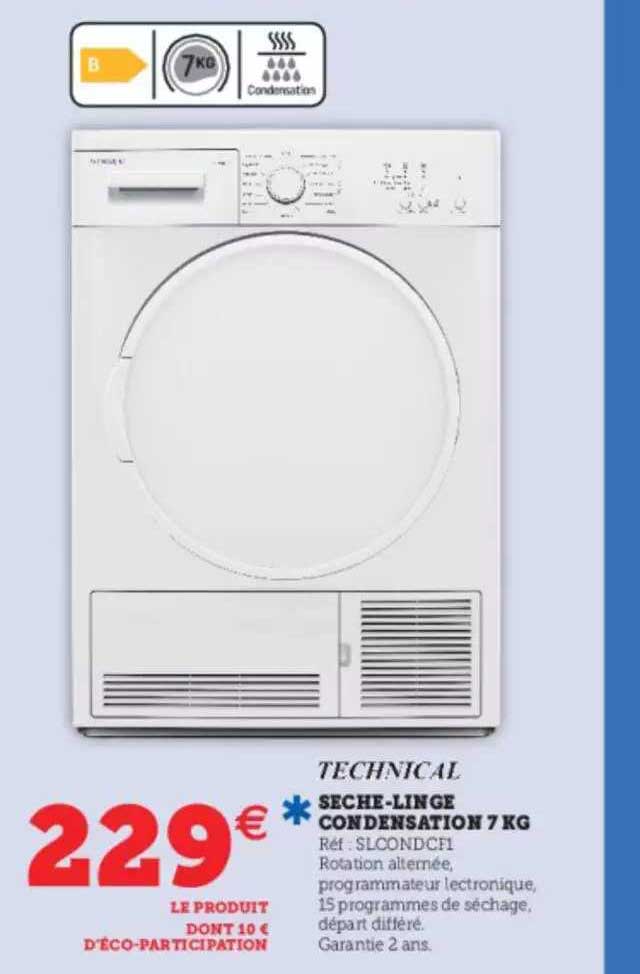 sèche-linge condensation 7 kg technical
