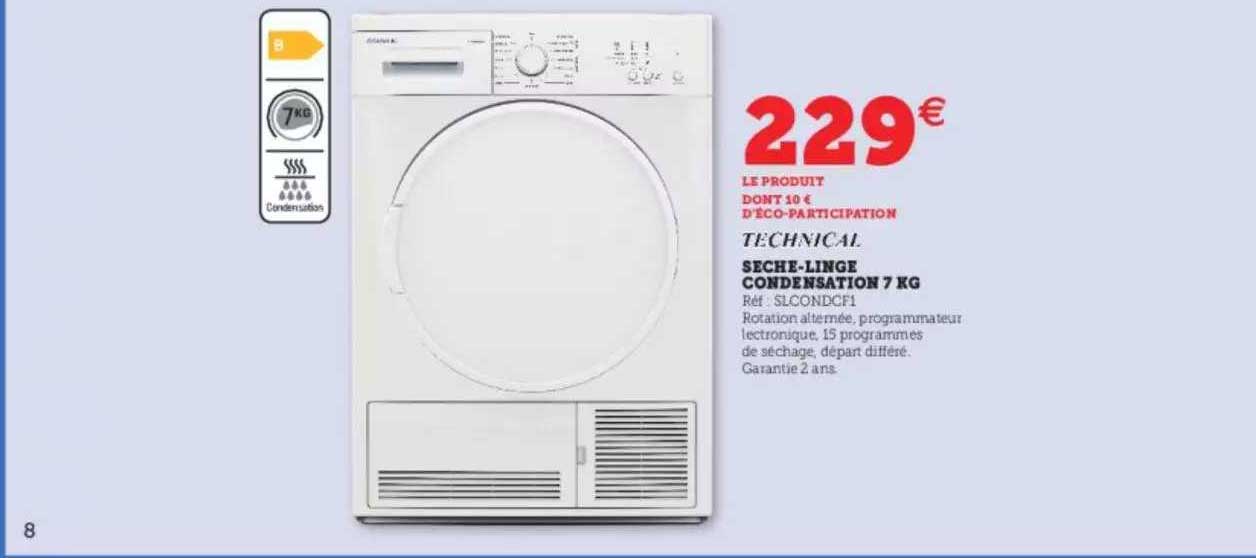 sèche-linge condensation 7 kg technical