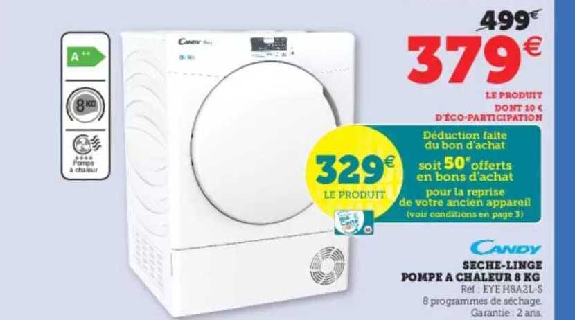 sèche-linge pompe à chaleur 8 kg candy
