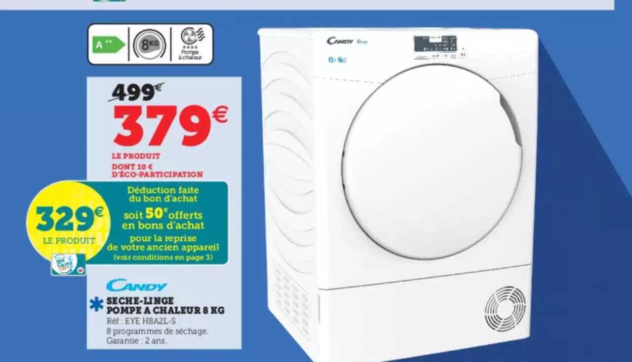 sèche-linge pompe à chaleur 8 kg candy