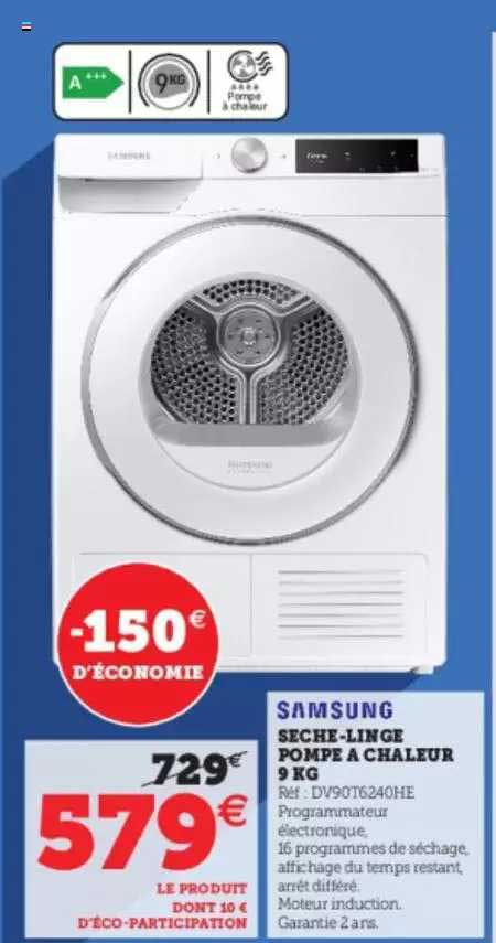 Sèche-linge Pompe à Chaleur 9 Kg Samsung