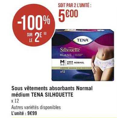 sous vêtements absorbants normal médium tena silhouette