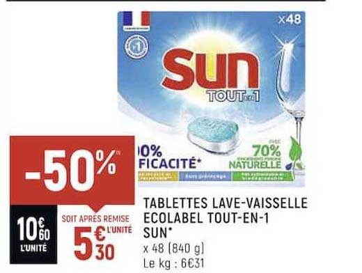 tablettes lave-vaisselle écolabel tout-en-1 sun