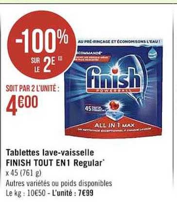 Tablettes Lave-vaisselle Finish Tout En 1 Regular