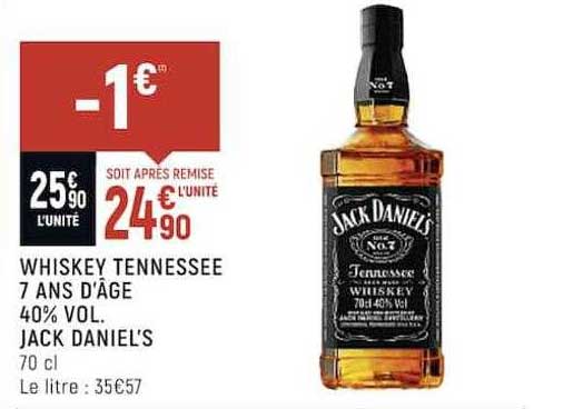 whiskey tennessee 7 ans d'âge 40% vol. jack daniel's