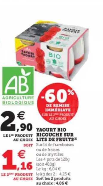yaourt bio bicouche sur lits de fruits