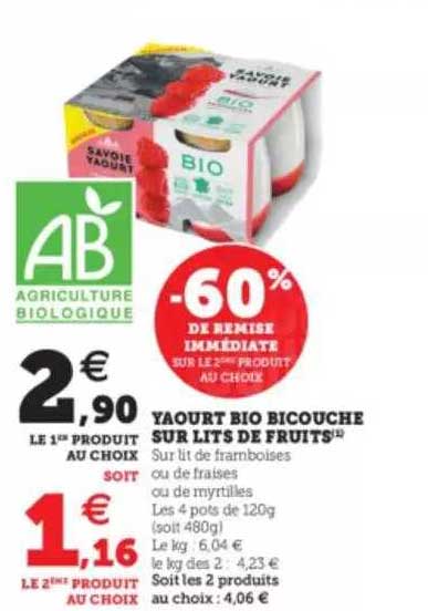 yaourt bio bicouche sur lits de fruits