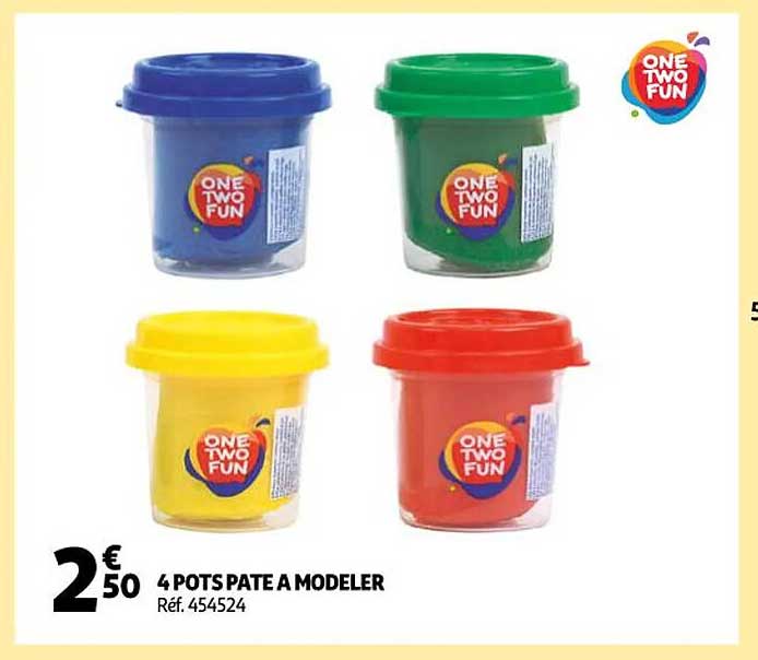 4 pots pâte à modeler one two fun