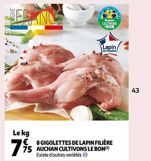 8 gigolettes de lapin filière auchan cultivons le bon