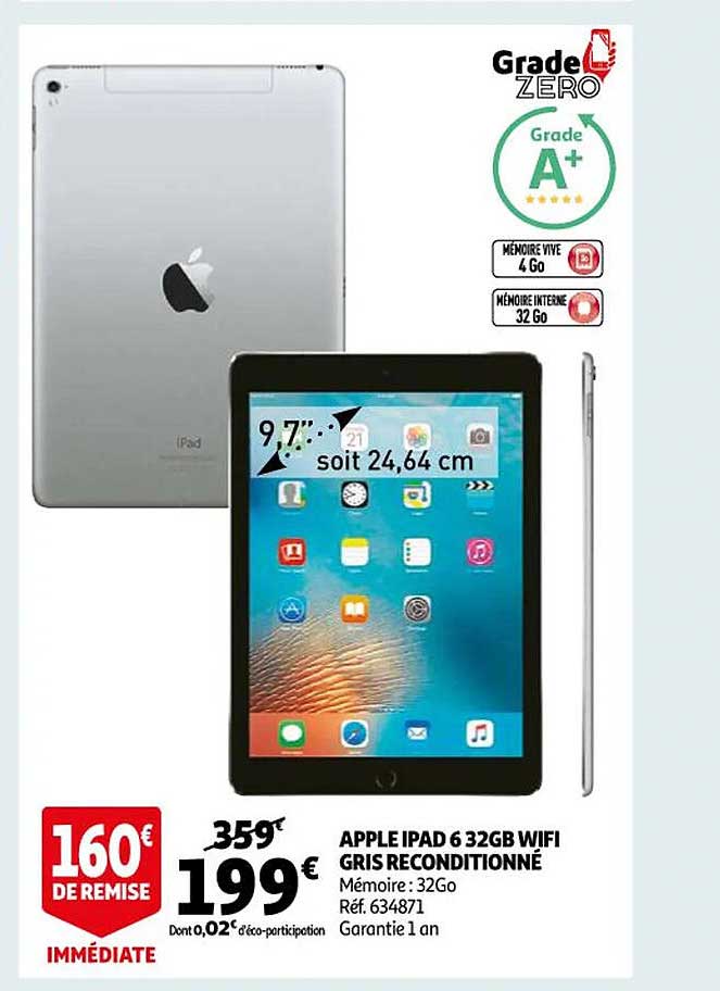 apple ipad 6 32gb wifi gris reconditionné