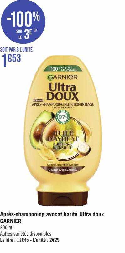 après-shampooing avocat karité ultra doux garnier