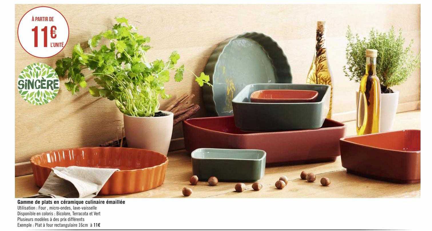 gamme de plats en céramique culinaire émaillée sincère