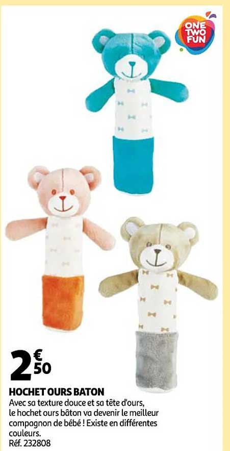 hochet ours bâton one two fun