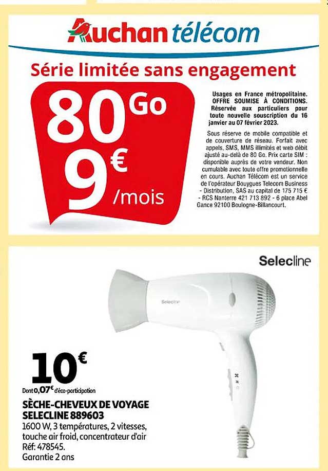 sèche-cheveux de voyage selecline 889603
